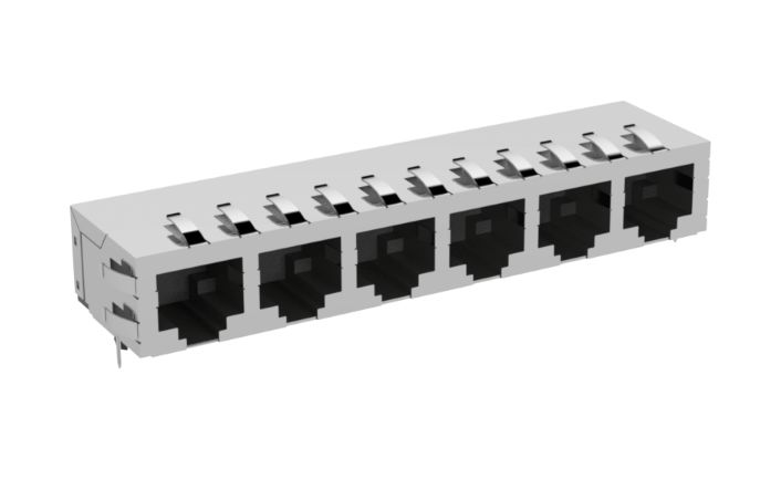ERNI MJR Series RJ Connector Module Female, Through Hole, Cat5 Right Angle 7 Port 8 Way