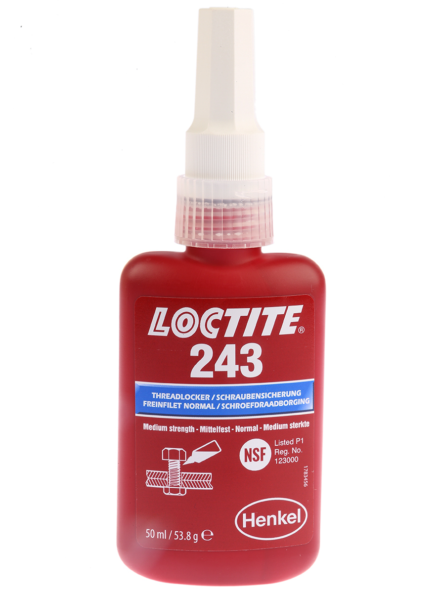 Loctite Loctite 243 Blue Threadlocking Adhesive, 50 ml Bottle, 2 h Cure Time