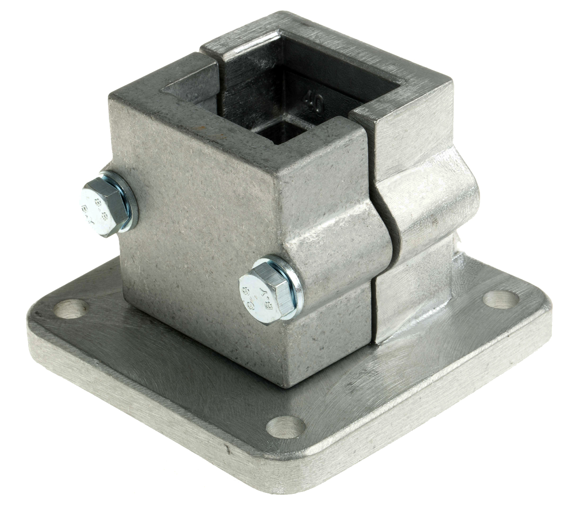 Rose+Krieger M8 Base Clamp, Connecting Component, Strut Profile 40 mm, Groove Size 73 mm, Round Tube Size 8.5 mm