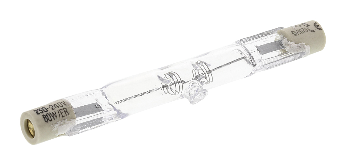 Orbitec 80 W Clear Halogen Bulb R7S, Linear, 240V ac, 8 mm