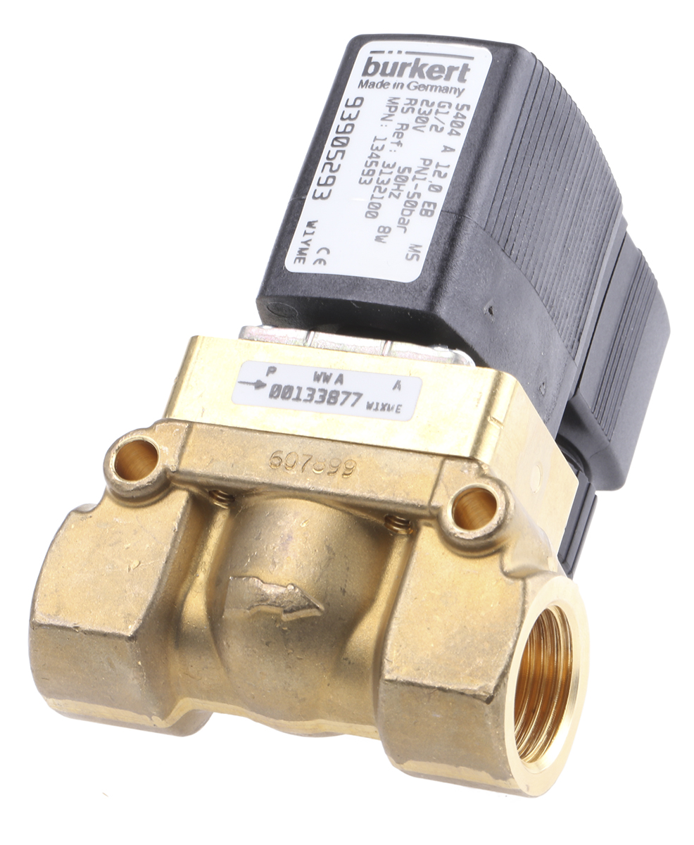 Burkert Solenoid Valve 134593, 2 Port, NC, 230V ac