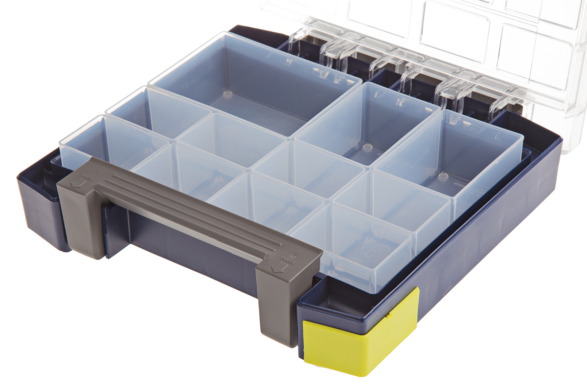 134774 Raaco 11 Cell Grey Polycarbonate, Polypropylene Compartment Box, 55 mm x 241mm x 225 mm