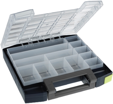 134804 Raaco 13 Cell Blue Polypropylene, Polycarbonate Compartment Box, 55 mm x 298mm x 284 mm