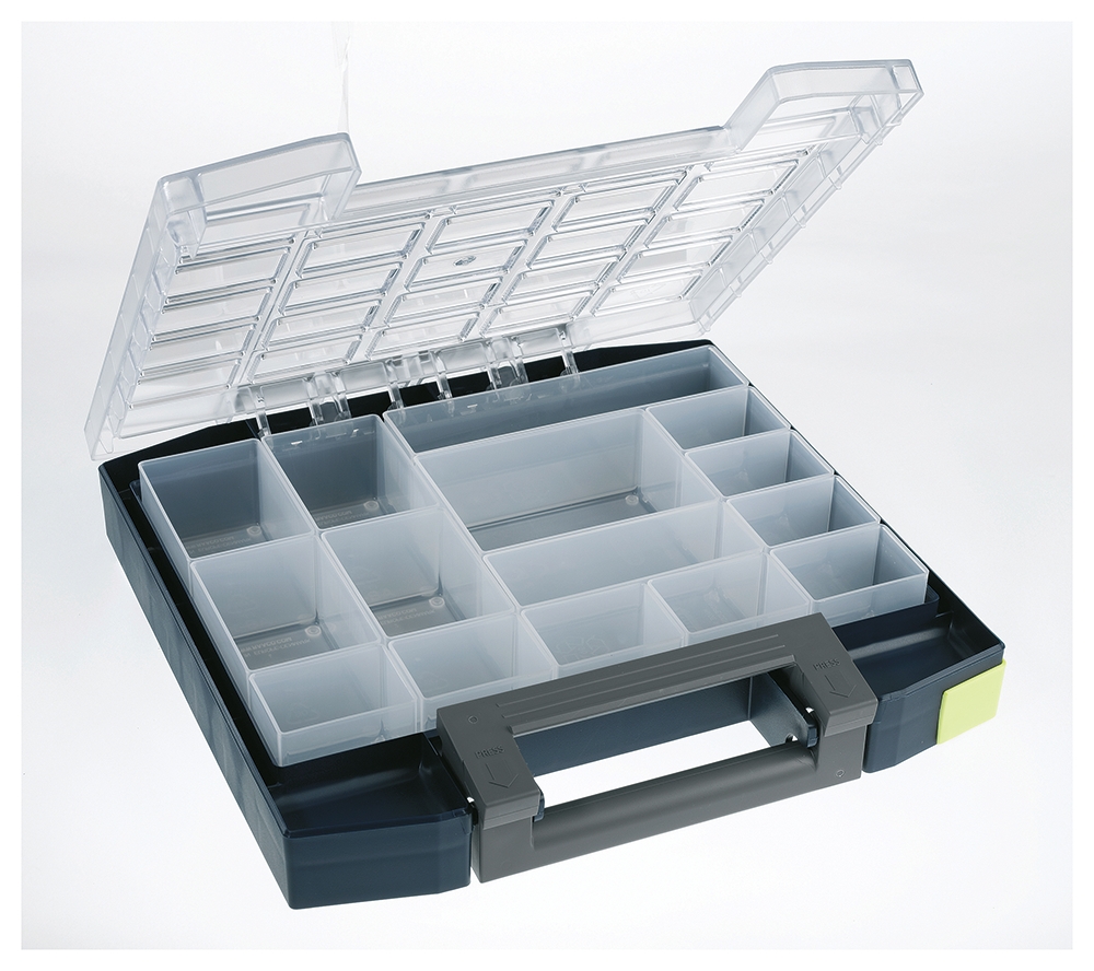 Raaco 15 Cell Grey Polypropylene, Polycarbonate Compartment Box, 55 mm x 298mm x 284 mm
