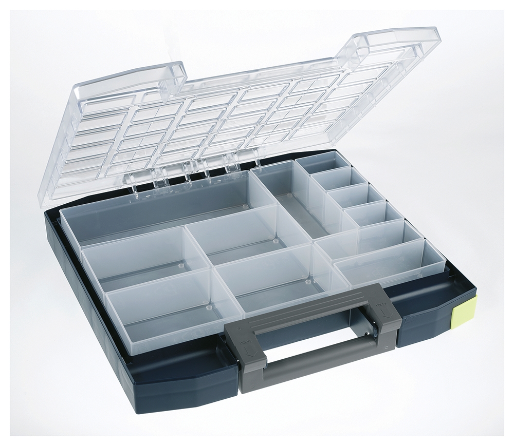 Raaco 12 Cell Blue Polycarbonate, Polypropylene Compartment Box, 55 mm x 354mm x 323 mm