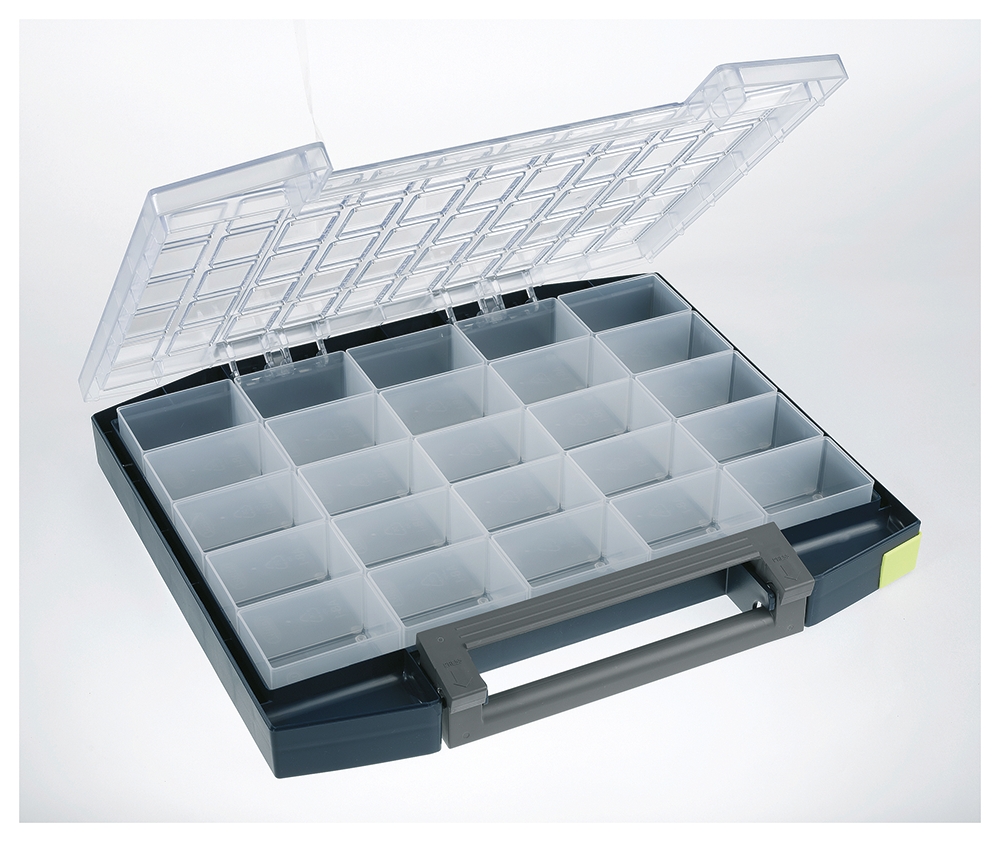 Raaco 25 Cell Blue Polycarbonate, Polypropylene Compartment Box, 55 mm x 421mm x 361 mm