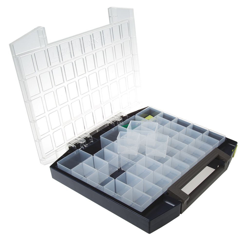 134897 Raaco 45 Cell Grey Polypropylene, Polycarbonate Compartment Box, 55 mm x 421mm x 361 mm