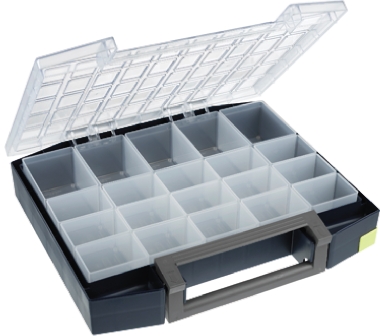 134934 Raaco 20 Cell Blue Polycarbonate, Polypropylene Compartment Box, 78 mm x 421mm x 361 mm