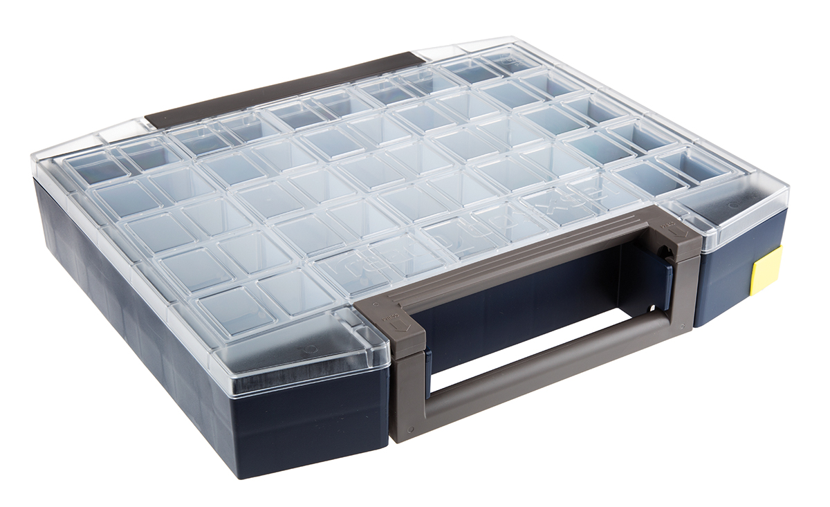 Raaco 25 Cell Grey Polycarbonate, Polypropylene Adjustable Compartments Compartment Box, 78 mm x 421mm x 361 mm