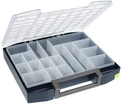 134972 Raaco 18 Cell Blue Polypropylene, Polycarbonate Compartment Box, 78 mm x 465mm x 401 mm