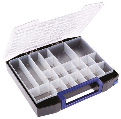 134989 Raaco 20 Cell Blue Polypropylene, Polycarbonate Compartment Box, 78 mm x 465mm x 401 mm