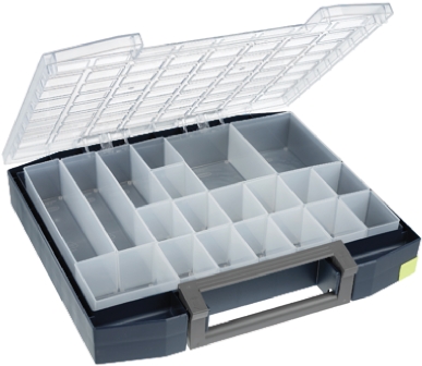 134989 Raaco 20 Cell Blue Polypropylene, Polycarbonate Compartment Box, 78 mm x 465mm x 401 mm