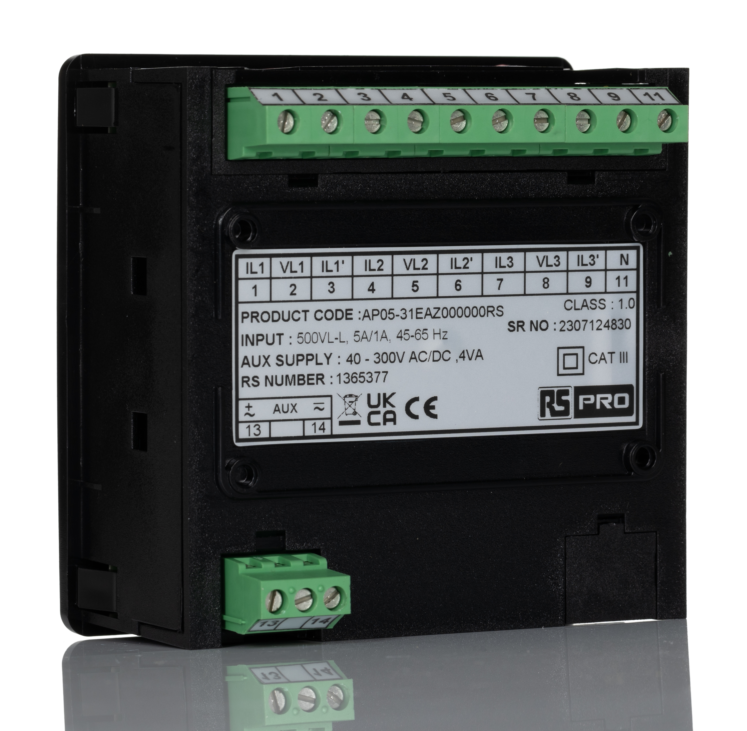 136-5377 RS PRO AP05 LED Digital Panel Multifunction Meter for Frequency, Current, Hour, Voltage, Rotational speed,  92 mm  x 92