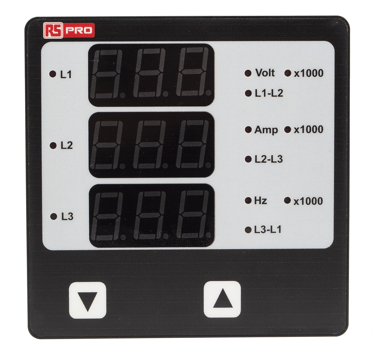 RS PRO AP05 LED Digital Panel Multifunction Meter for Voltage, Hour, Frequency, Rotational speed, Current,  92 mm  x 92