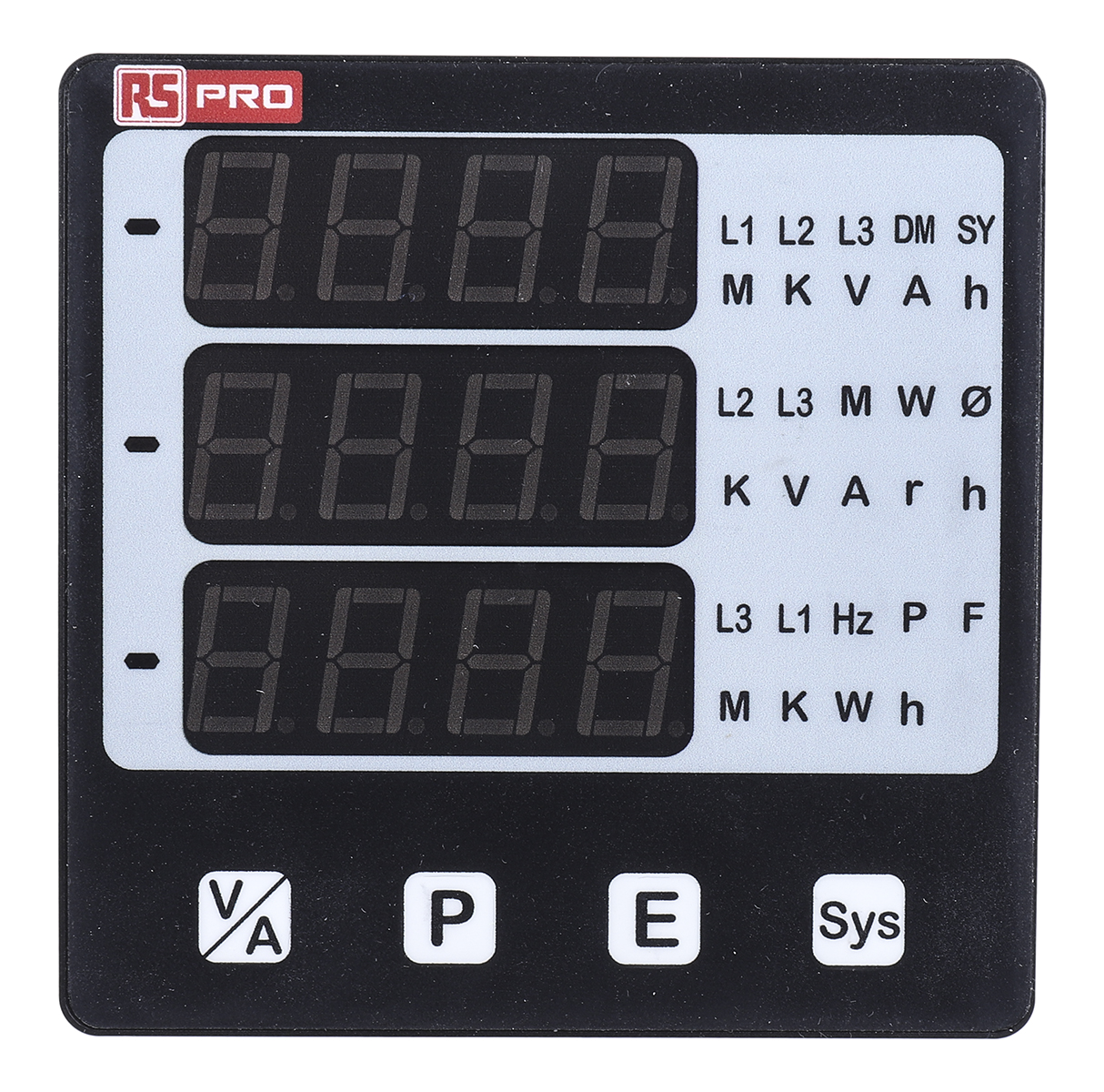 RS PRO Alpha 20 LED Digital Panel Multifunction Meter for Frequency, AC Voltage, Energy, Power, AC Current, Active,  92