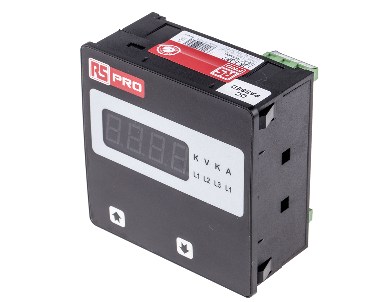 RS PRO BT144 Digital Ammeter 5 A AC, 92 mm x 92 mm, 0.5 % rdg + 1 Digits