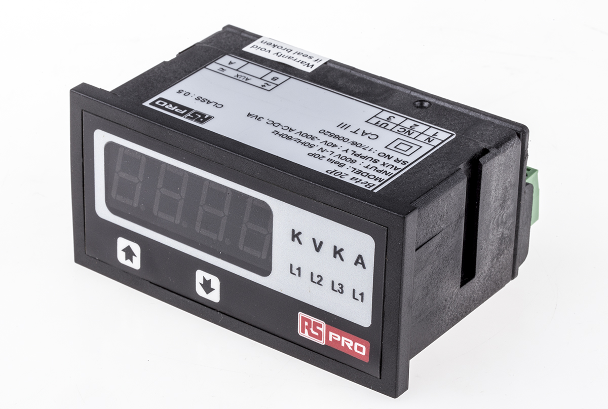 RS PRO BT14 Series Digital Voltmeter AC, LED Display 4-Digits ±0.5 + 1 Digit %, 43.5 mm, 92 mm