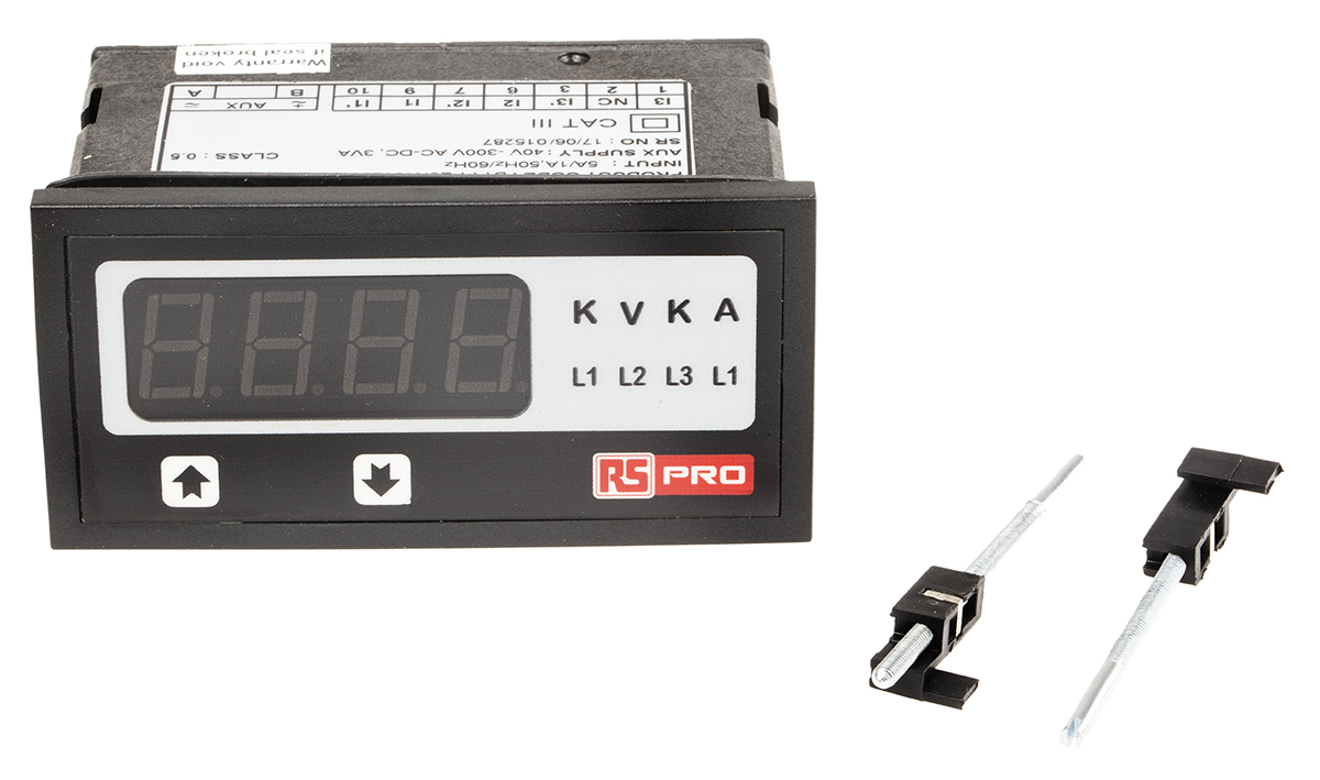 136-5390 RS PRO BT144 Digital Ammeter 5 A AC, 43.5 mm x 92 mm, 0.5 % rdg + 1 Digits