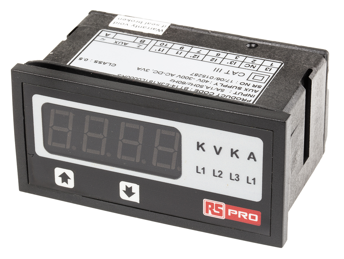 136-5390 RS PRO BT144 Digital Ammeter 5 A AC, 43.5 mm x 92 mm, 0.5 % rdg + 1 Digits