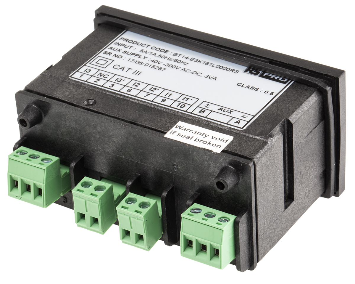 136-5390 RS PRO BT144 Digital Ammeter 5 A AC, 43.5 mm x 92 mm, 0.5 % rdg + 1 Digits