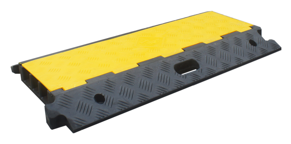RS PRO 910 mm Black, Yellow Cable Cover in Rubber, Thermoplastic, 46 mm ID