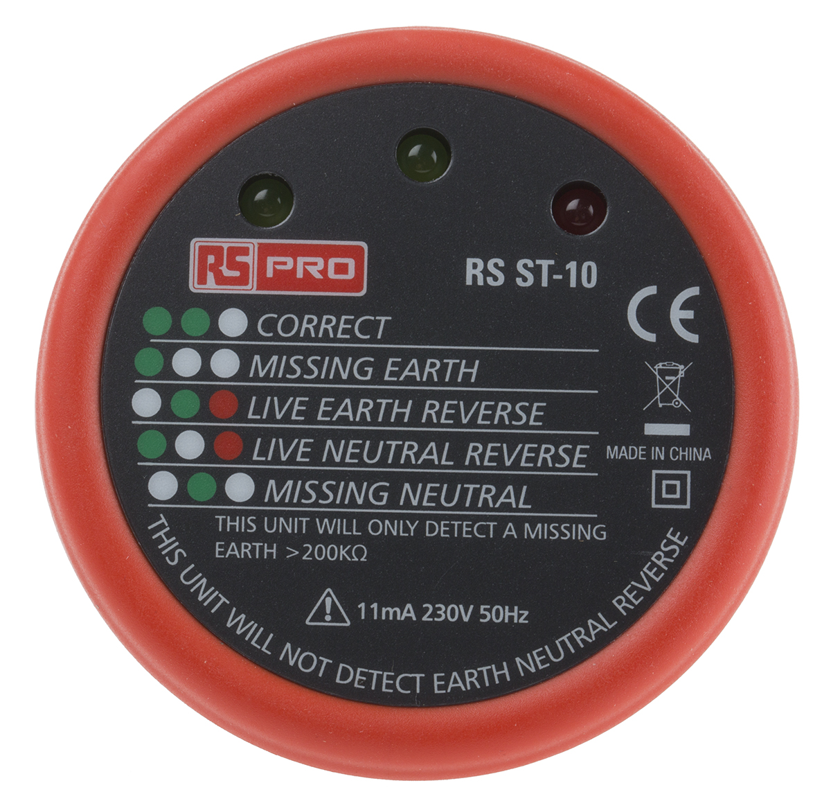 RS PRO, Model RS ST10 Socket Tester 11mA 230V ac, RSCAL