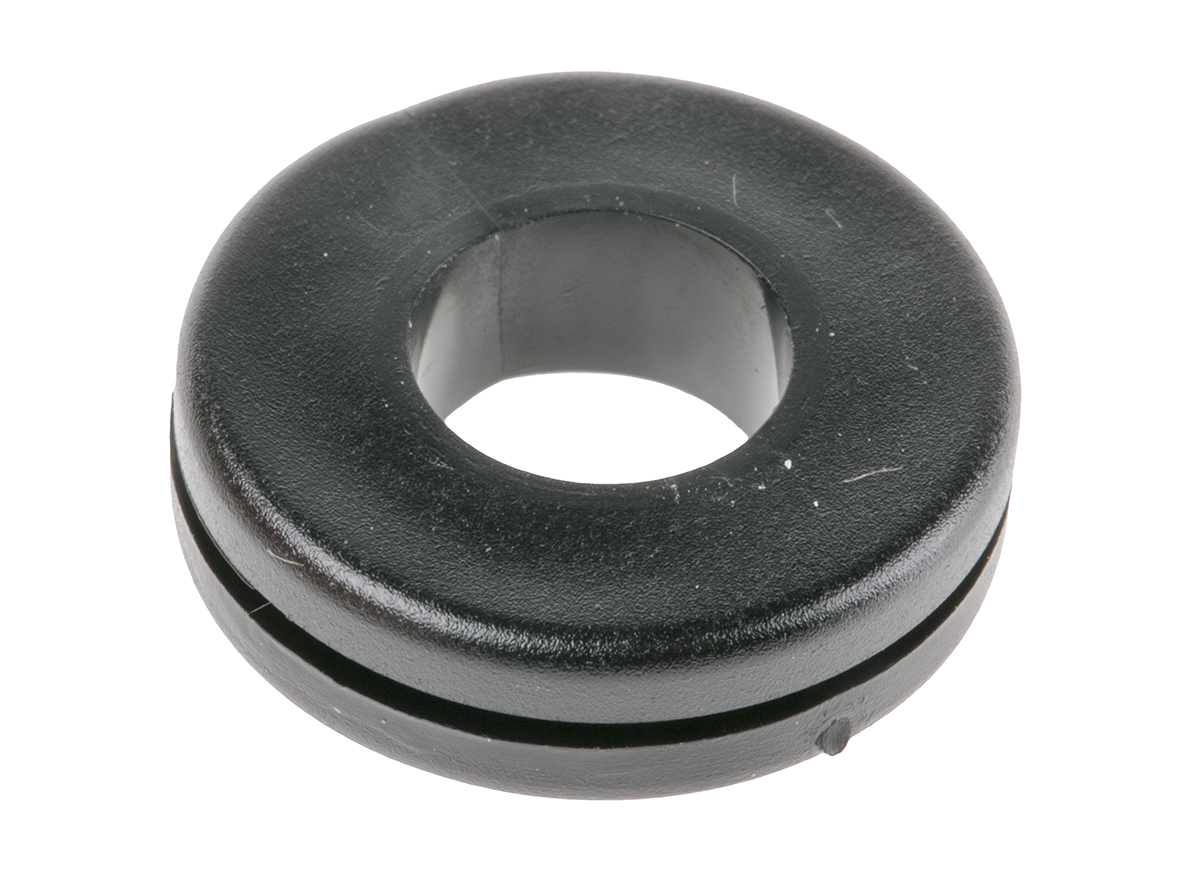 RS PRO PLIO Black Polyvinyl Chloride 18 mm Cable Grommet for 10 mm Cable Dia. for 10 mm Cable Dia.