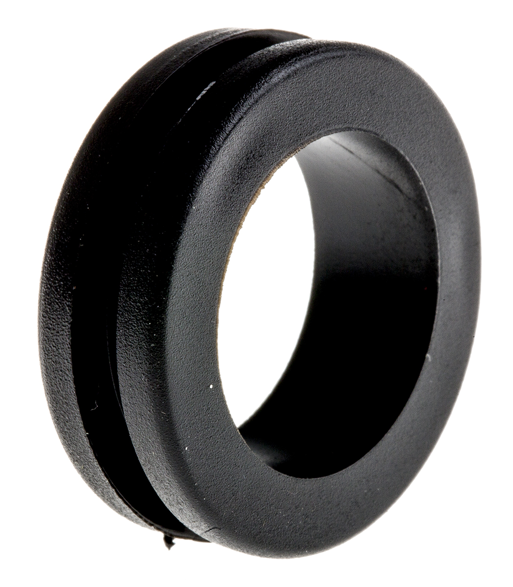 RS PRO PLIO Black Polyvinyl Chloride 22 mm Cable Grommet for 18 mm Cable Dia. for 18 mm Cable Dia.