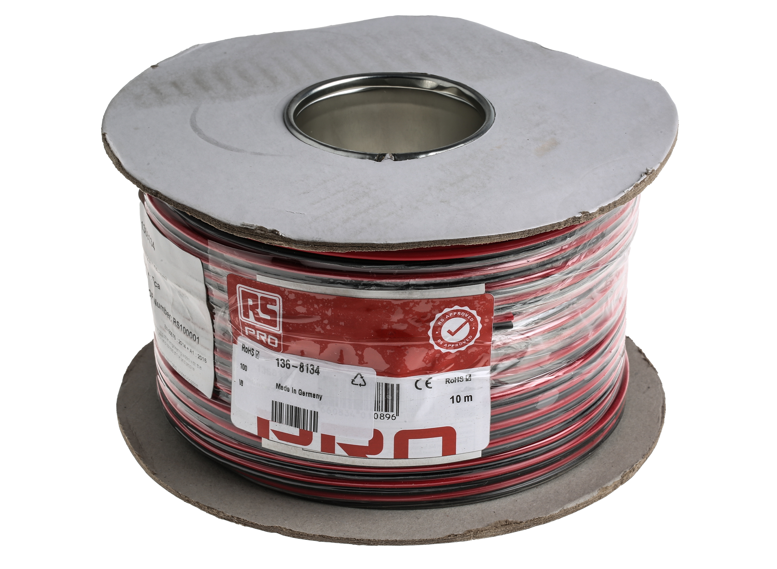 RS PRO FHP Series 2 Core Audio Cable, 100 m, Red, Black