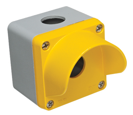 RS PRO Yellow Die Cast Aluminium Push Button Enclosure - 1 Hole 22.5 mm Diameter