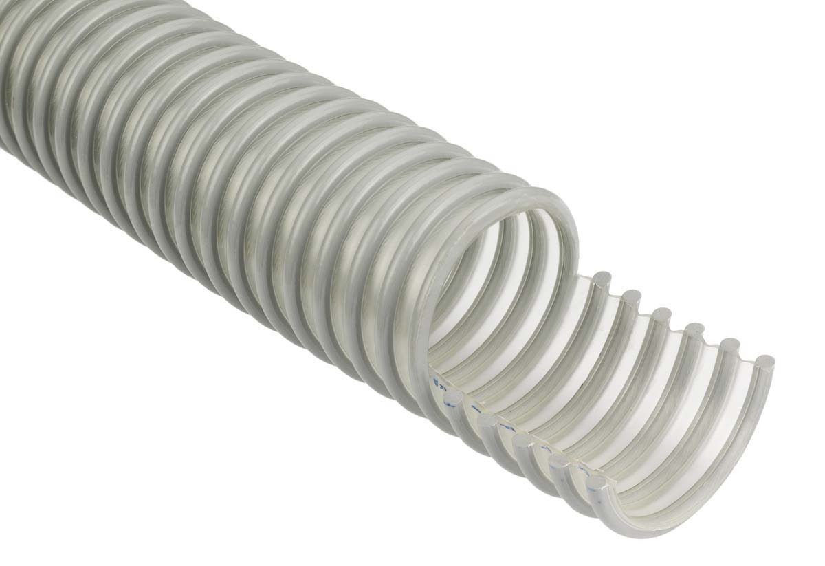 RS PRO Grey, Transparent Polyurethane Reinforced Flexible Ducting, 10 m, 25.4 mm ID