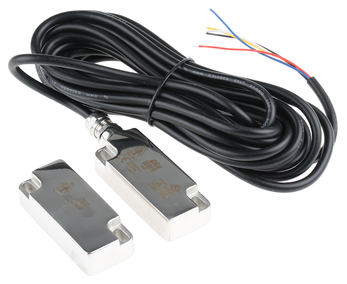 IDEM WMR Series Magnetic Non-Contact Safety Switch, 316 Stainless Steel Housing, 24V dc, 2 NC, 5 m Cable