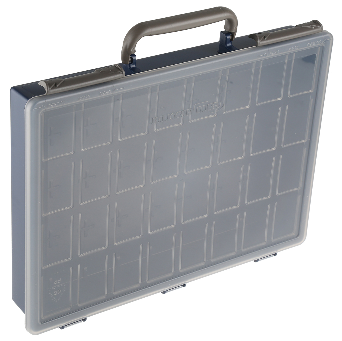 136204 Raaco 32 Cell Transparent, Black Polypropylene Adjustable Compartments Compartment Box, 57 mm x 338mm x 261 mm