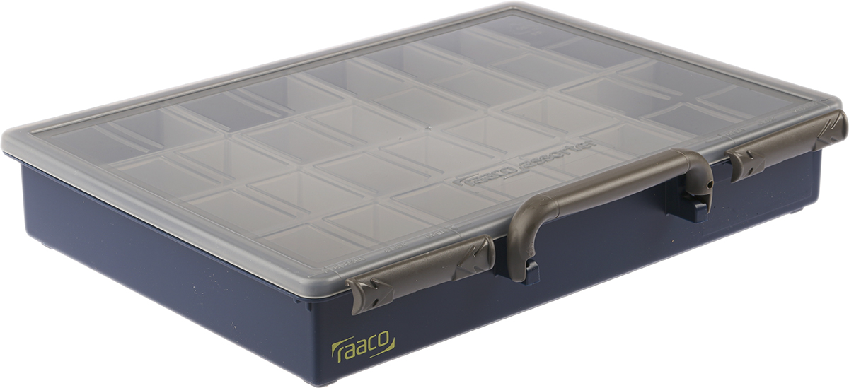 136228 Raaco 17 Cell Grey, Transparent Polypropylene Compartment Box, 57 mm x 340mm x 265 mm