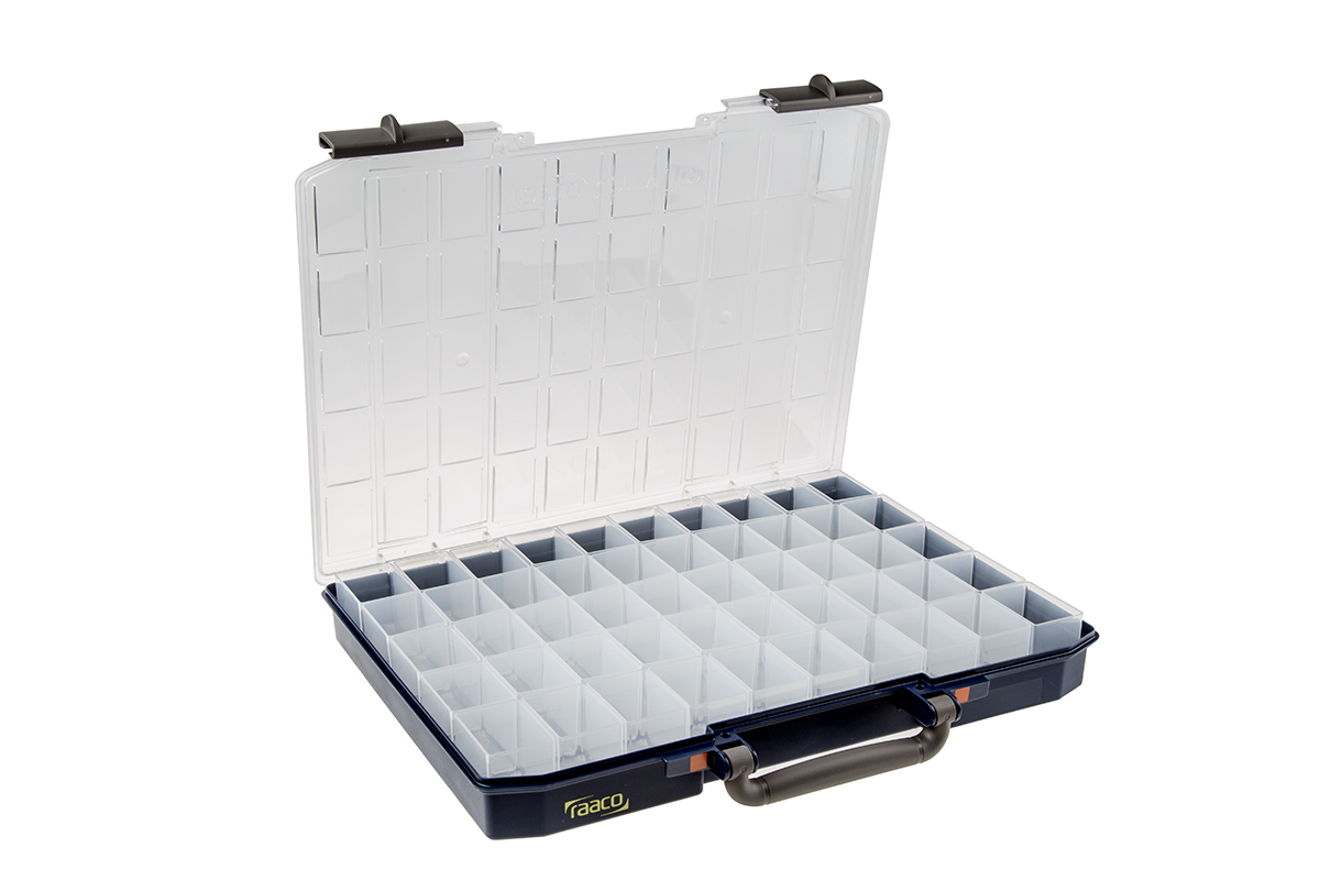 Raaco 50 Cell Blue Polycarbonate, Polypropylene Compartment Box, 55 mm x 425mm x 330 mm