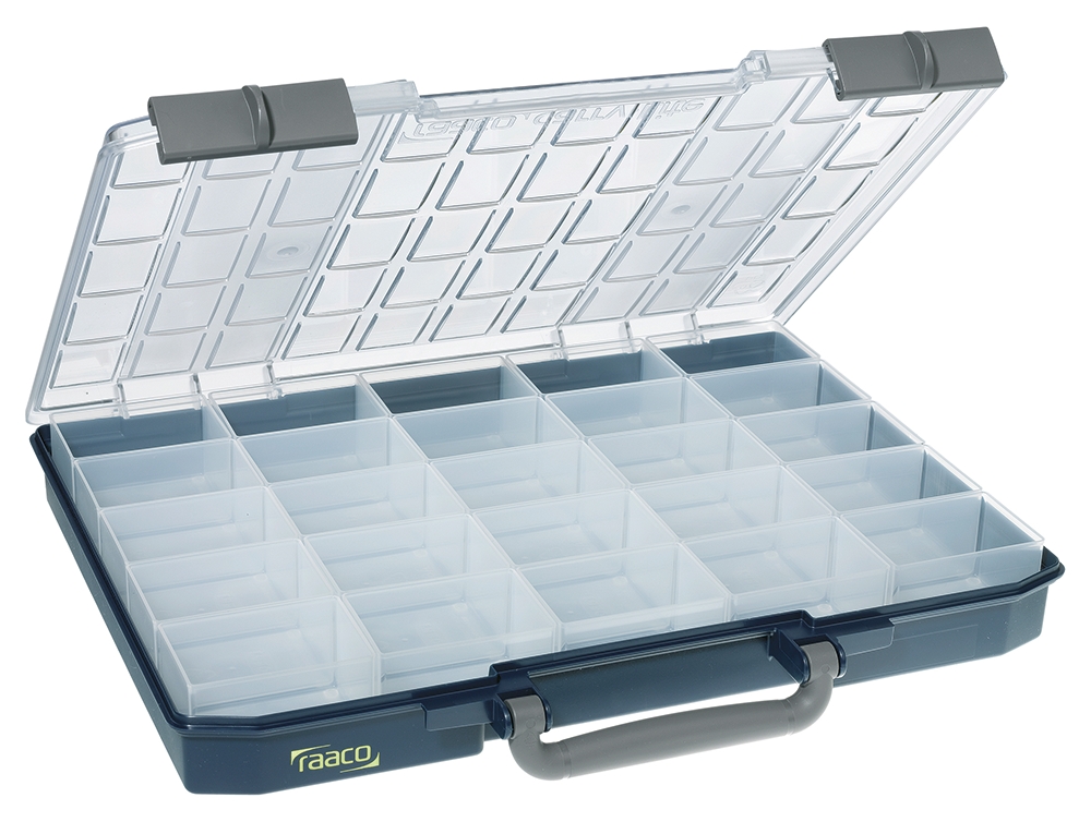 Raaco 25 Cell Blue Polypropylene, Polycarbonate Compartment Box, 55 mm x 425mm x 330 mm