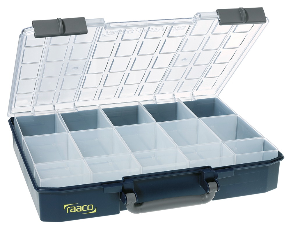 Raaco 15 Cell Blue Plastic Adjustable Compartments Compartment Box, 79 mm x 413mm x 330 mm