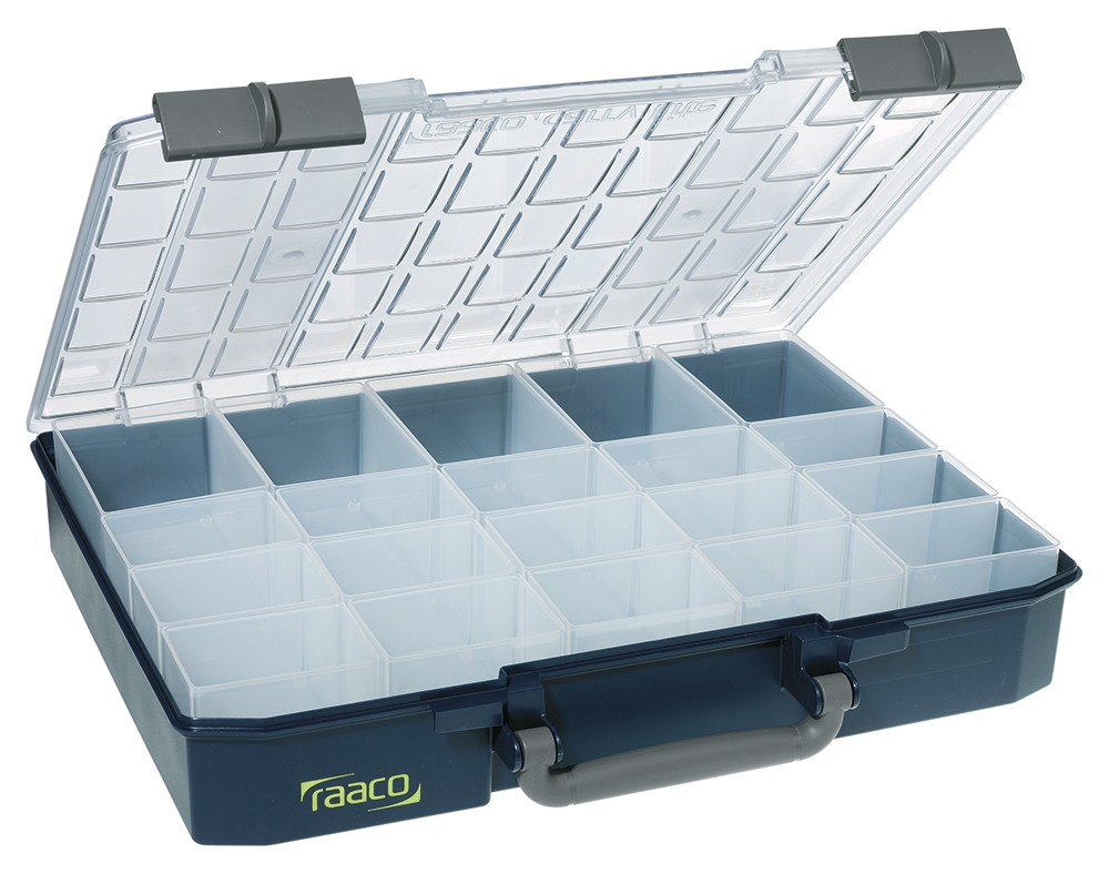 Raaco 20 Cell Black Polycarbonate, Polypropylene Compartment Box, 80 mm x 415mm x 330 mm