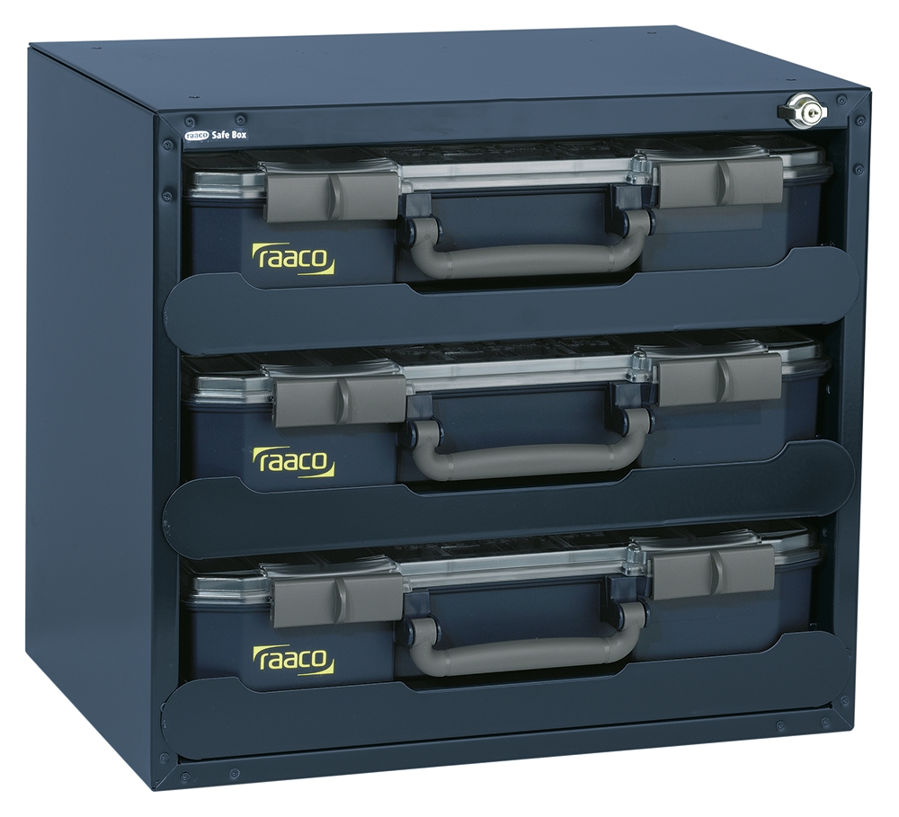Raaco 3 Cell Blue Polypropylene, Steel, Polycarbonate Compartment Box, 403 mm x 451mm x 330 mm
