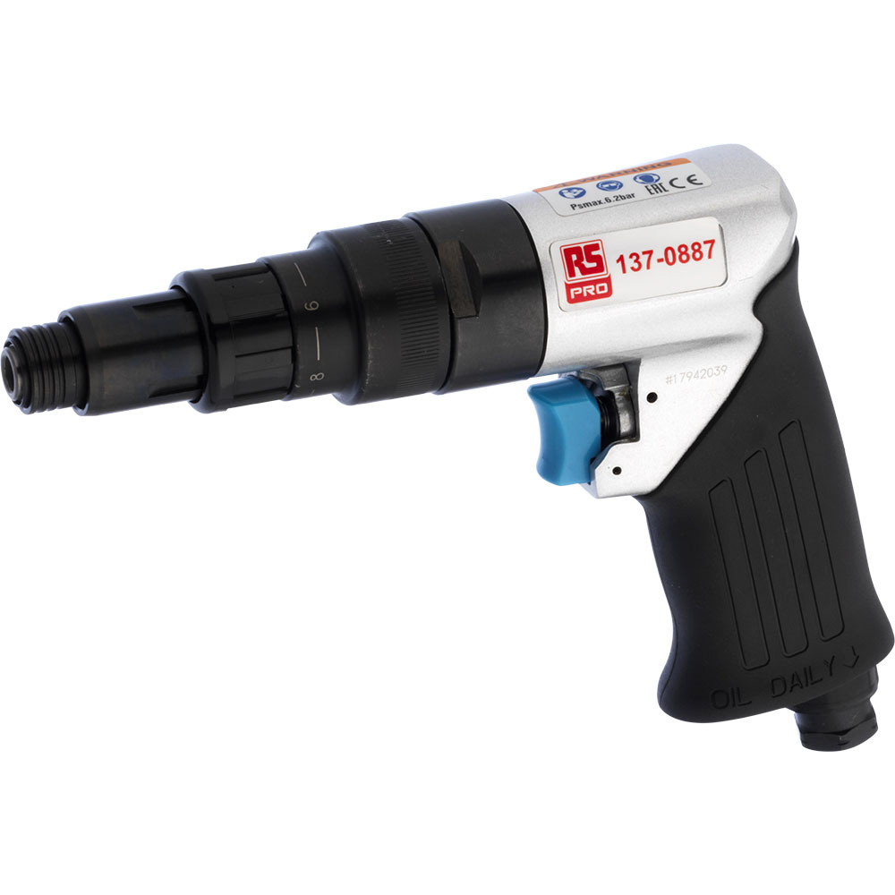 RS PRO Pistol Grip Air Screwdriver, 1/4 in Air Inlet (BSP), 140 L/min, 1800rpm