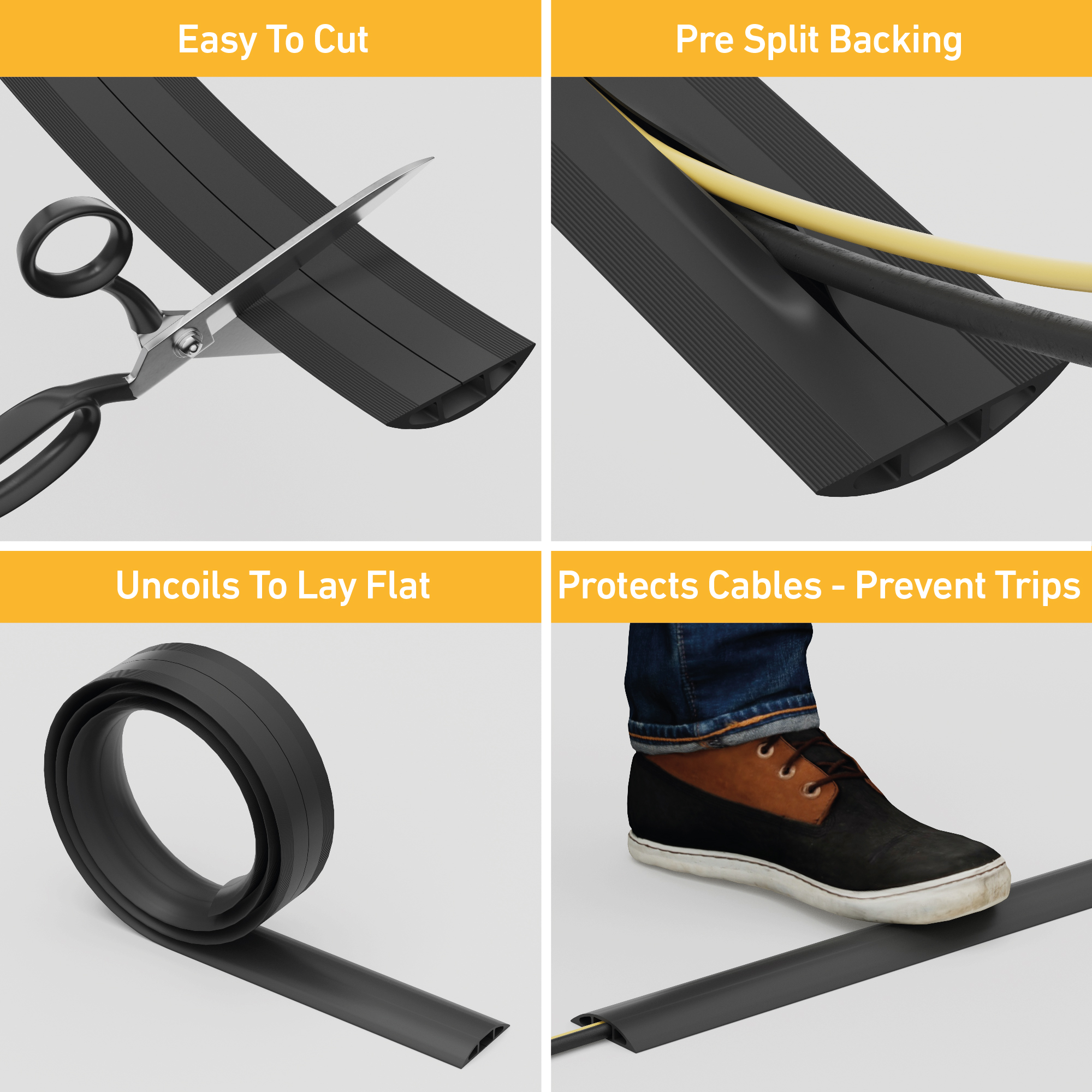 137-627 RS PRO 4.5 m Black Cable Cover in Polyvinyl Chloride, 17 mm ID