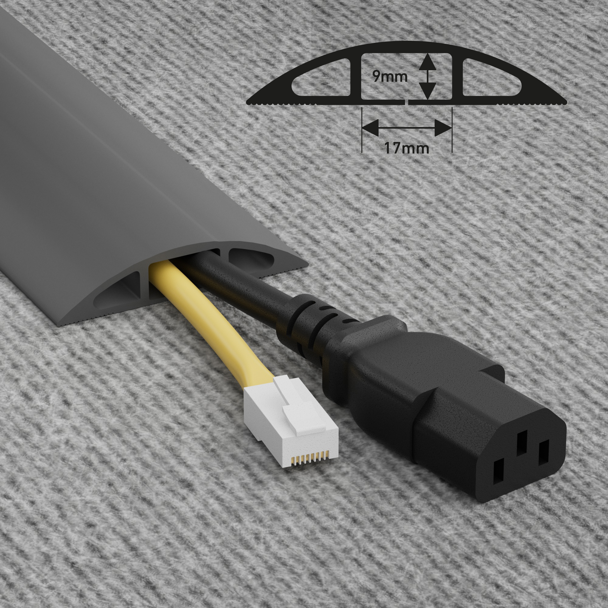 137-633 RS PRO 1.8 m Grey Cable Cover in Polyvinyl Chloride, 17 mm ID