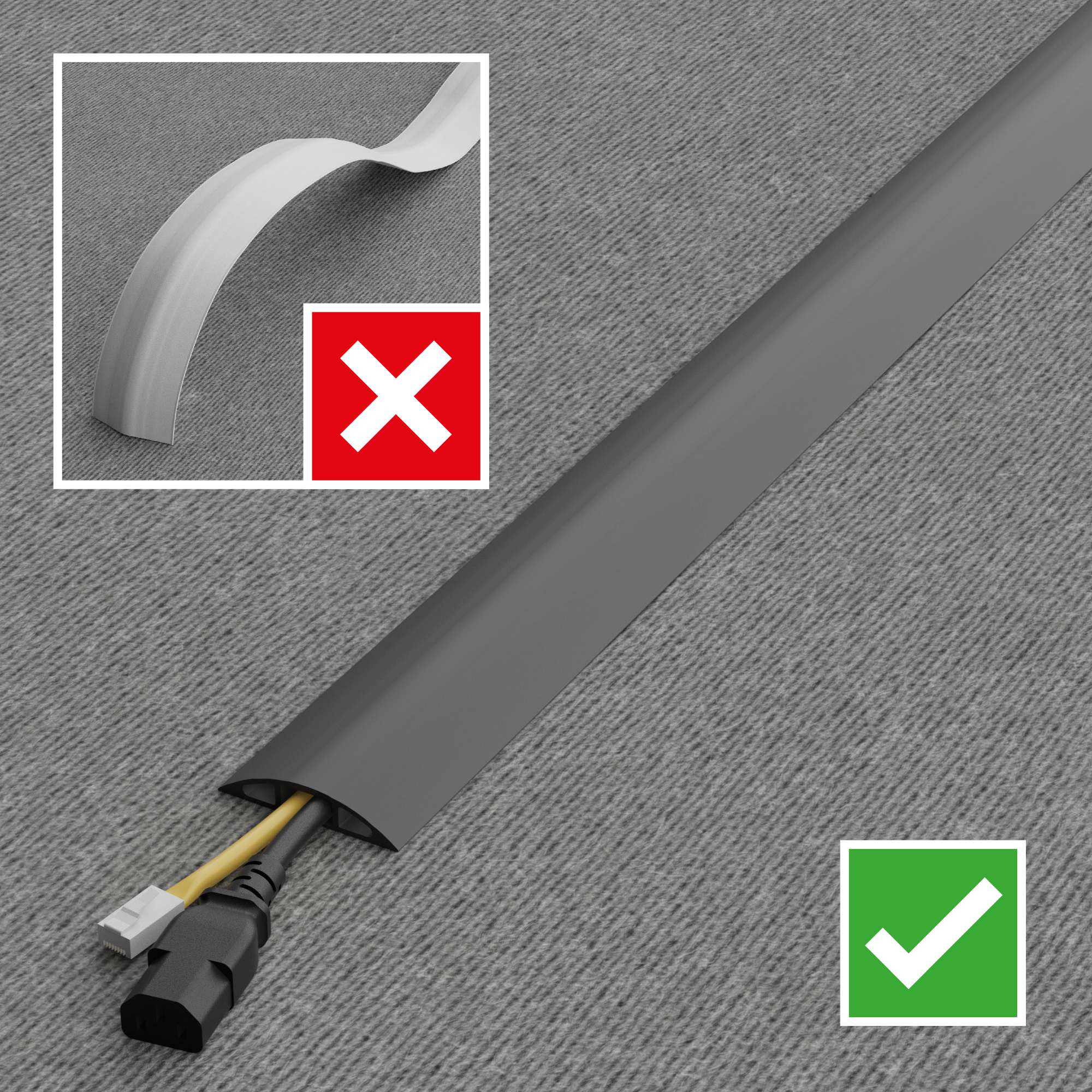 137-633 RS PRO 1.8 m Grey Cable Cover in Polyvinyl Chloride, 17 mm ID