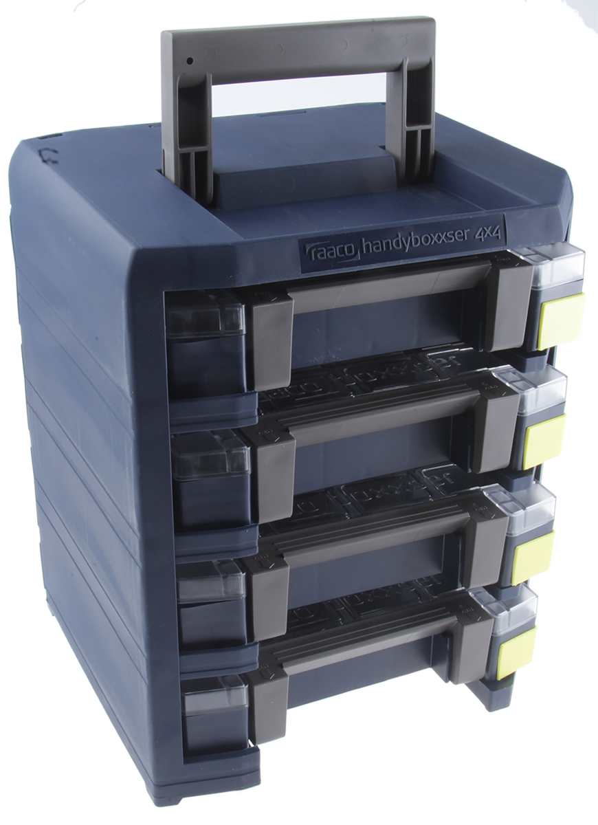 Raaco 4 Cell Blue Polycarbonate Adjustable Compartments Compartment Box, 342 mm x 290mm x 247 mm