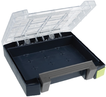 138260 Raaco 10 Cell Grey Polypropylene, Polycarbonate Adjustable Compartments Compartment Box, 55 mm x 241mm x 225 mm