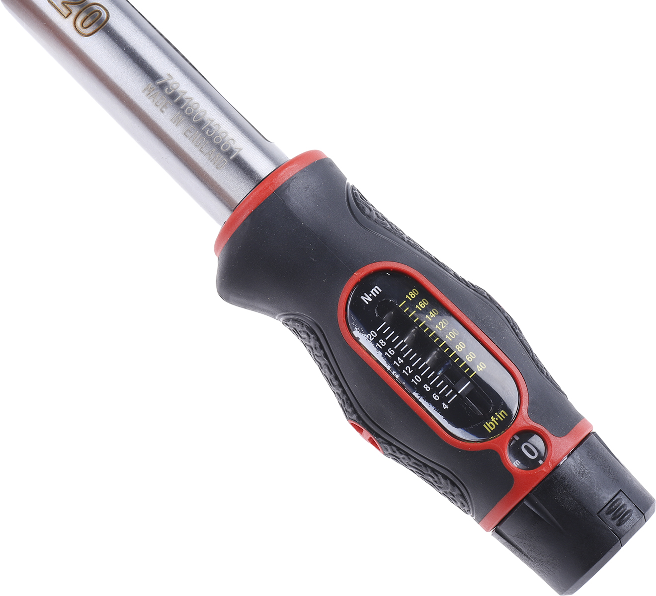13831 Norbar Torque Tools Click Torque Wrench, 4 to 20 nm, 3/8 in Drive, Square Drive, 230mm Overall, RSCAL