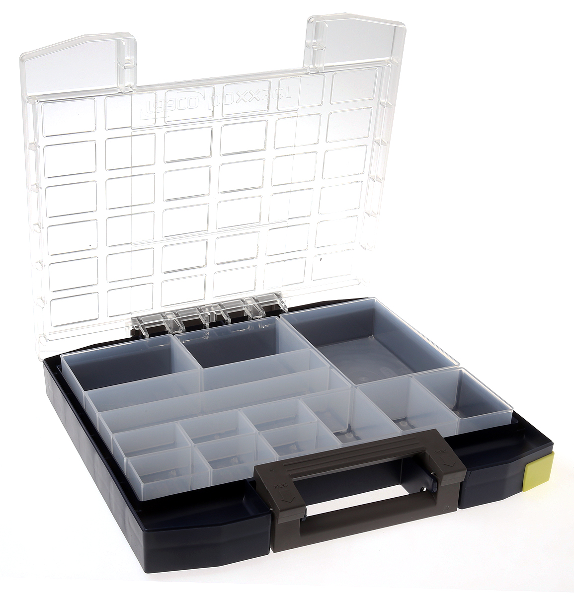 Raaco 14 Cell Blue Polycarbonate, Polypropylene Compartment Box, 55 mm x 354mm x 323 mm