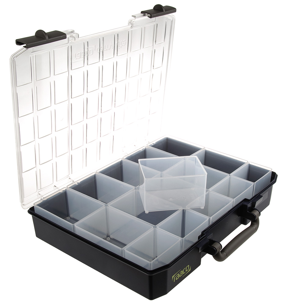 138536 Raaco 15 Cell Blue Polycarbonate, Polypropylene Adjustable Compartments Compartment Box, 415 mm x 330mm x 80 mm