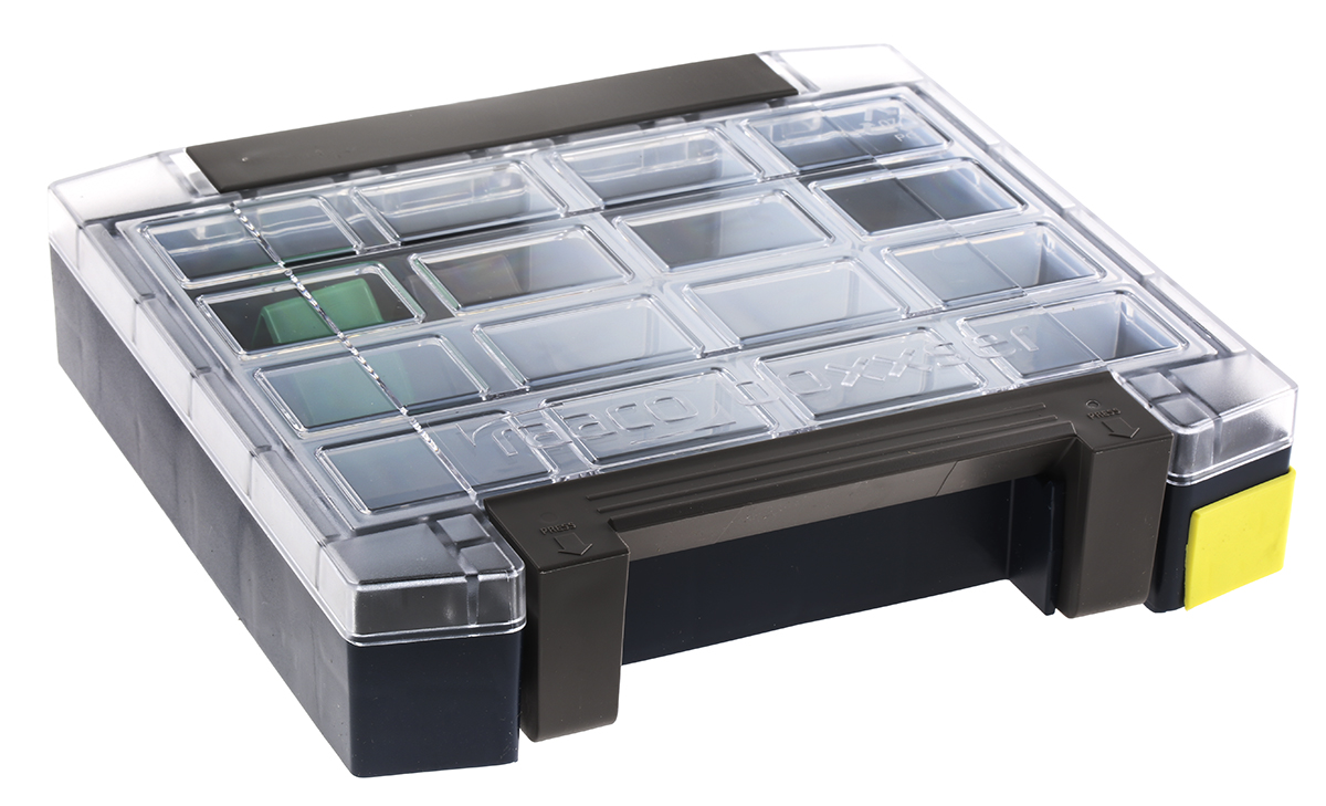 Raaco 9 Cell Blue Polypropylene, Polycarbonate Compartment Box, 55 mm x 241mm x 225 mm