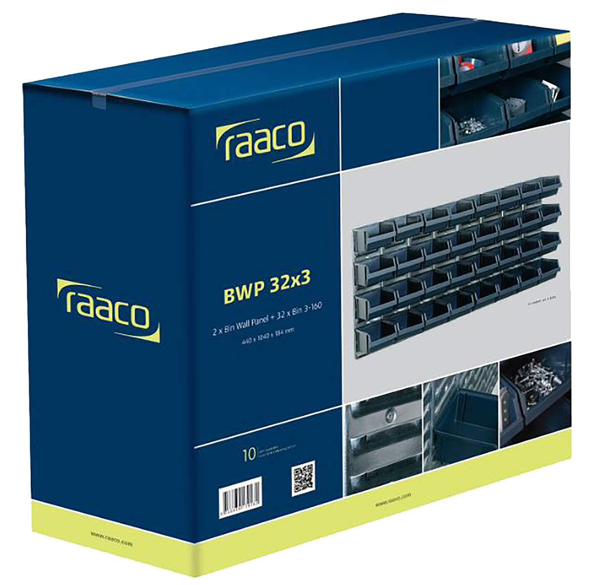 139182 Raaco Polypropylene Storage Bin, 184 mm x 1040 mm x 440 mm, Galvanised